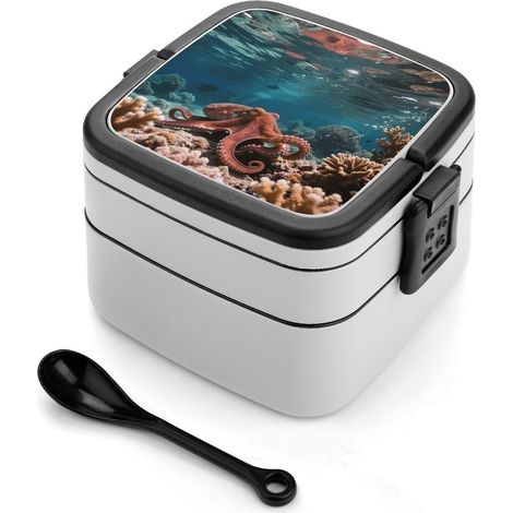 Boîte à bento pieuvre empilable avec couvercles, lunch isotherme (1/5)