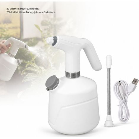 Spruzzatore elettrico ricaricabile da 2000 mAh con nebulizzazione fine per piante e giardinaggio - Bianco (1/5)
