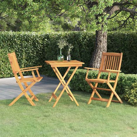 vidaXL Comedor de jardín plegable 3 piezas madera maciza de acacia (1/5)