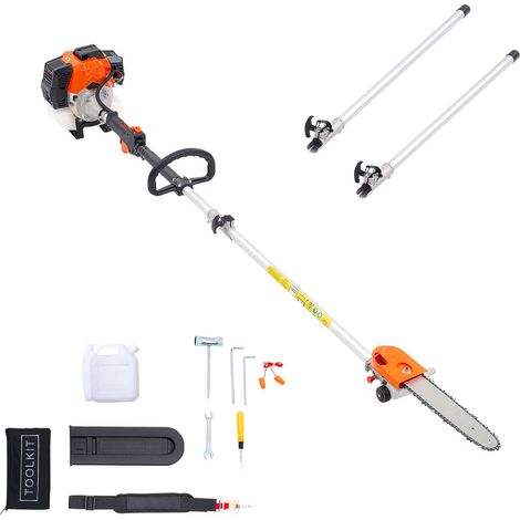Tronçonneuse à perche, 43cc 2 temps, barre de coupe 30,48 cm, tête rotative, longueur extensible 2,16-3,66 m, idéale pour élagage et coupe de branches (1/5)