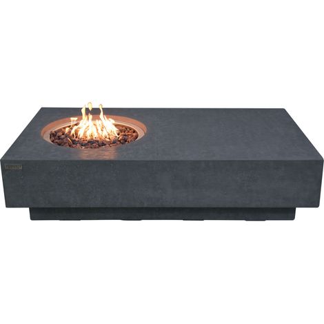 Ensemble braséro à gaz Metropolis 4 pcs - béton fibré, avec pare-vent et caches
