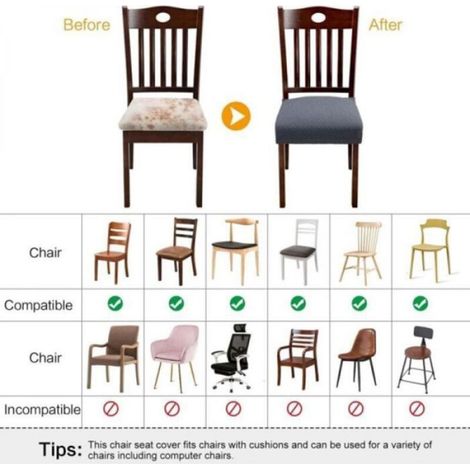 Housse Pour Chaise - Tissu Jacquard En Treillis De Diamants - Extensible Polyester Élasthanne - Pour Chaises De Salle À Manger Bureau Bar Balcon - Lot De 6 (1/5)