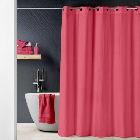 Rideau de Douche "Dotty" 180x200cm Framboise (1/5)