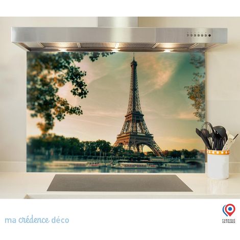 Fond de hotte : Tour Eiffel crépuscule - Alu composite - 70 cm - 60 cm (1/5)