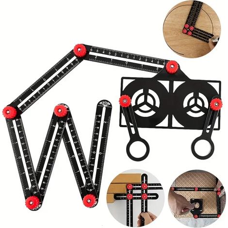 Règle d’angle 6x en alliage d’aluminium, gabarit de perçage pour carrelage, outil de mesure