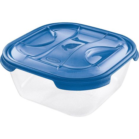 CONTENITORE QUADRO IN PLASTICA 'FRIGO BOX' lt1 cm.15,8x15,8xh.7,45 acqua trasp - TONTARELLI