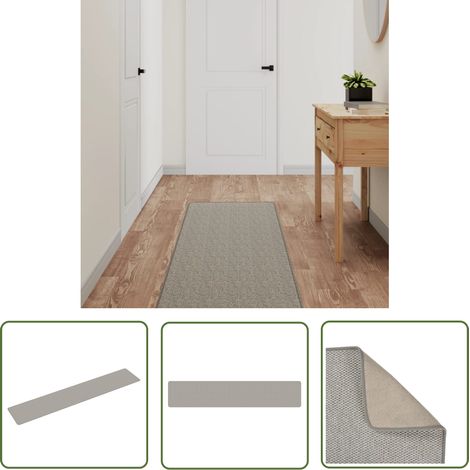 The Living Store Tapis de couloir aspect sisal taupe 50x250 cm - Tapis De Couloir - Tapis Entrée - Tapis Sisal - Tapis Taupe - Tapis Décoratif (1/5)