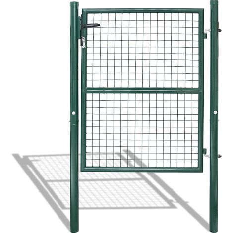 Wolketon Cancello da giardino in acciaio zincato, recinzione Con serratura e 3 chiavi Cancello da giardino 150x100CM Vert