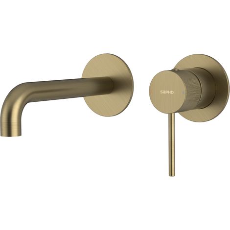 ULTRASAN Mitigeur lavabo 2 trous à encastrer, bec 20cm, or mat (1/2)