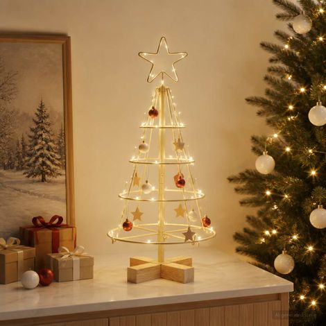 vidaXL Árbol Cono de Navidad KUOPIO 60 cm Acero Dorado (1/5)