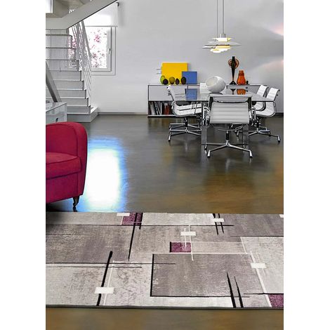 ATTICGO Tapis géométrique DETROIT 14 Lilas / Gris 120x170 cm (1/4)