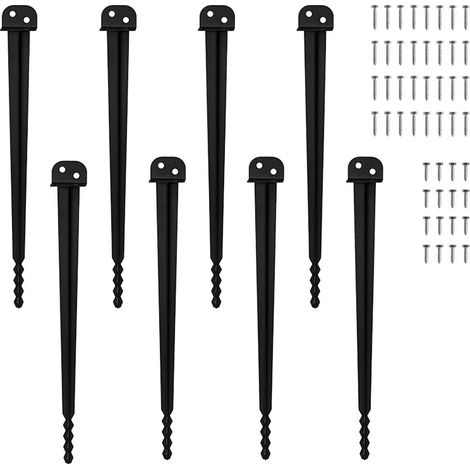 Wolketon Einschlagbodenhülse 8 St., 500 mm, 40 mm, pulverbeschichtet, Pfostenträger für Holzpfosten, Zaun, Sichtschutz und Gartenprojekte