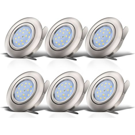 B.K.Licht lot de 6 spots LED encastrables ultra-plats orientables platine LED 5W intégrée plafonnier éclairage intérieur blanc chaud 230V IP23 (1/5)