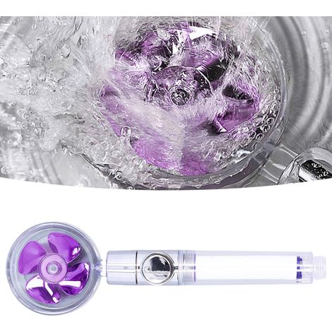 Pommeau de douche G1/2 à arrêt automatique, profil fin, rotation libre à 360°, filtre amovible, pommeau de douche violet (1/5)