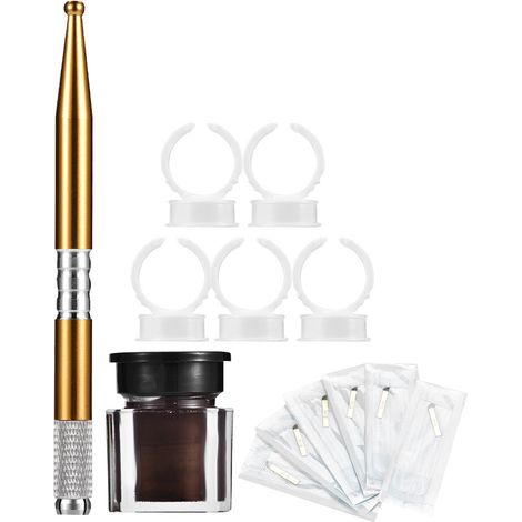 Kit de pratique de tatouage semi-permanent : microblading, sourcils, aiguille, bague, encrier, stylo (1/5)