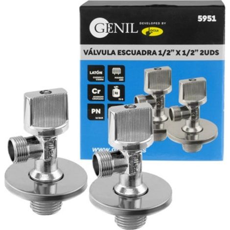 Válvula Escuadra 2 Uds - 1/2" x 3/8"