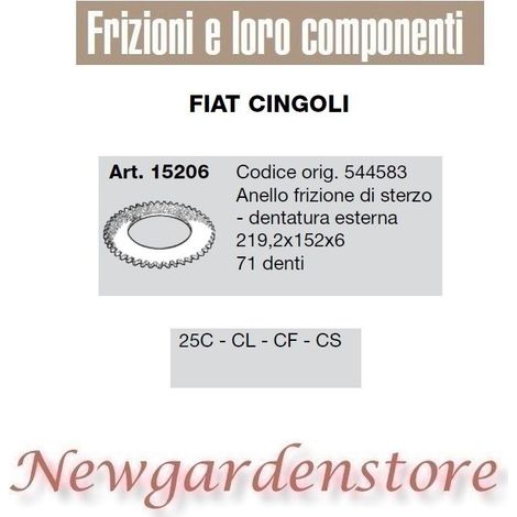 Anello frizione sterzo 15206 71 denti trattore FIAT CINGOLI 25C CL CF CS