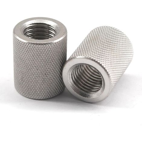 Confezione da 20 dadi zigrinati M8, 12 x 40 mm, in acciaio inox 304. Dadi tondi filettati. Dadi di collegamento tondi. (1/4)