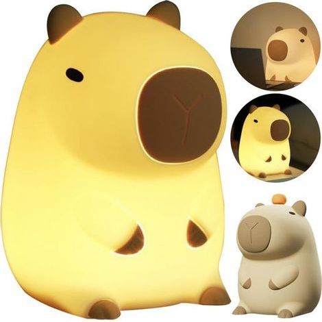 Veilleuse Capybara, veilleuse Capybara en silicone, lumière tactile Capybara rechargeable par USB portable, veilleuse (1 pièce) (1/5)