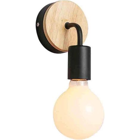 Applique murale E27 LED Applique murale en fer et en bois pour salle des enfants Chambre Bar Hôtel (sans ampoule) (1/4)