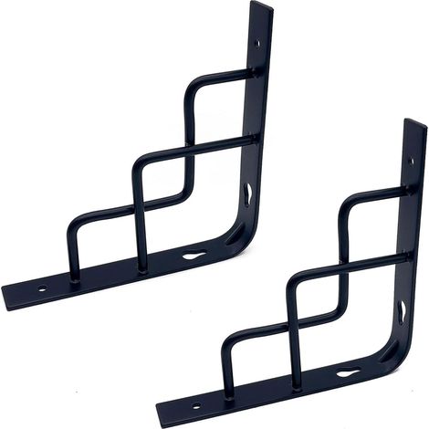 2 Supports Étagère Métal 20cm Design pour Tablette Flottante Déco (1/4)