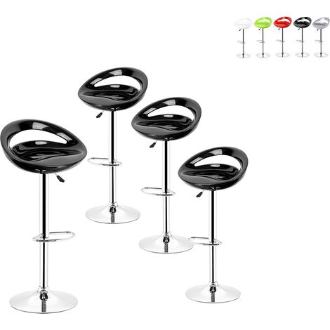 Hofuton 4 x Tabouret Haut pour Bar et Cuisine Réglable en Hauteur Pivotant avec Repose-pieds Hollywood, Couleur: Noir (1/5)