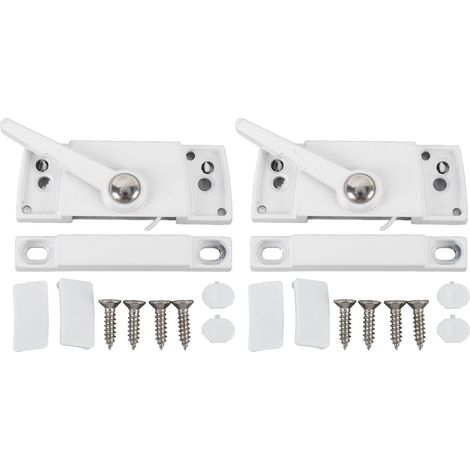 2 jeux de verrous de châssis coulissants en alliage de zinc et d'aluminium, type à came, gauche, blanc, mécanisme à came
