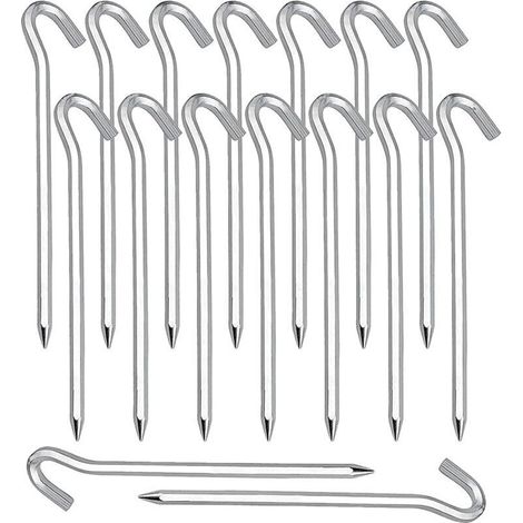 Zeltnägel, 20 Stück, Bodenanker für Zelte, Camping, Gartenarbeit, verzinkter Stahl, silberne Zeltnägel (1/4)