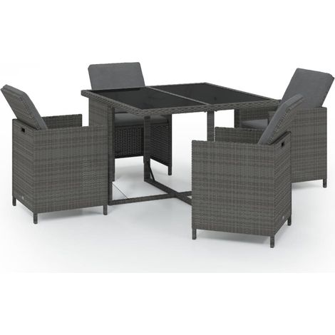 Ensemble à manger de jardin coussins 5 pcs,Salon de jardin Résine tressée Gris CFW29193 (1/5)