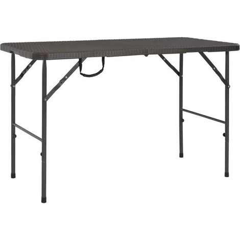 Table de jardin pliable polyéthylène blanc et pieds métal Nesly 2 (1/4)