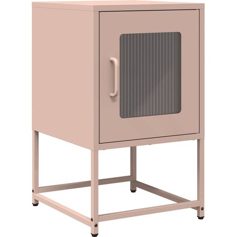 Maison Exclusive - Mesita de noche de acero laminado en frío rosa