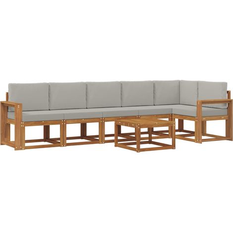 Outdoor Sofa Set with Cushion 7 pcs Natural and Light Grey vidaXL (1/5)