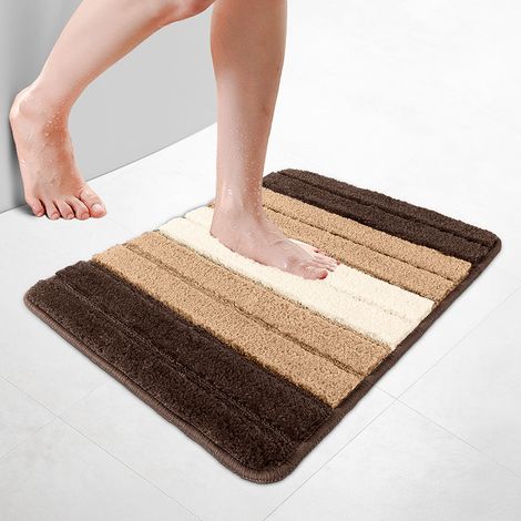 VOUNOT® Badematte Rutschfeste, Mikrofaser Badezimmerteppich Farbverlauf 50x80cm Beige