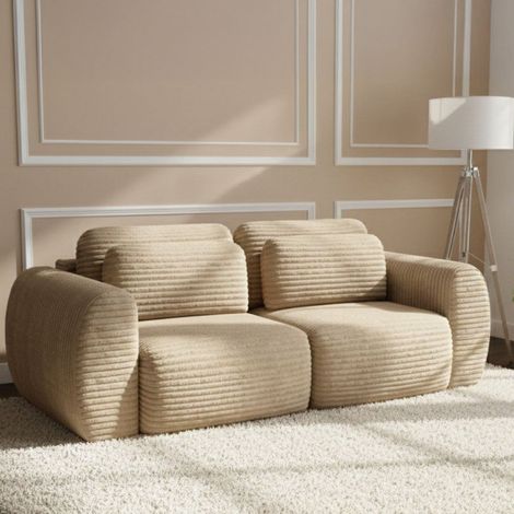 Sofá Cama 2 Plazas Golgi, Almacenaje, Apertura Tipo Libro, Reclinable, 266x121 cm Beige (1/5)