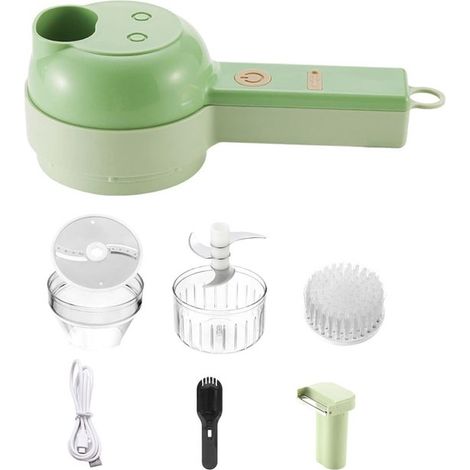 Cortador de verduras eléctrico, portátil, 4 en 1, picador eléctrico, inalámbrico, portátil, mini inalámbrico, eléctrico, ajo, barro, ajo, ajo (1/5)