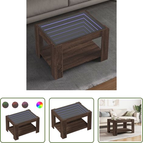 Holz Couchtisch - LED-Couchtisch Braun Eichen-Optik 73x53x45 cm Holzwerkstoff (1/5)
