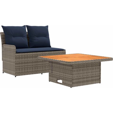 Garden Armrest Sofa with Liftup Table 2 Piece PE Rattan vidaXL (1/5)
