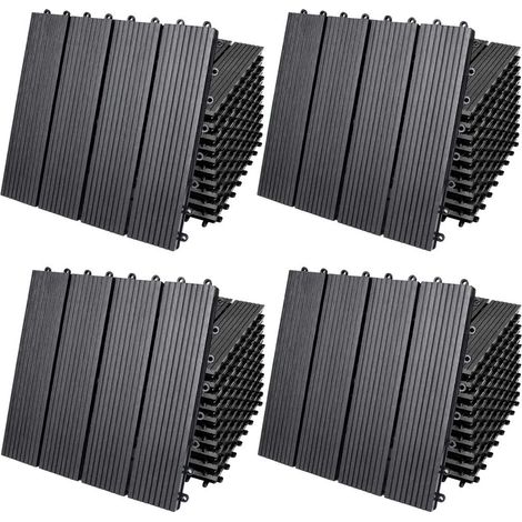 44 dalles terrasse clipsables 30x30 cm composite bois anthracite antidérapantes (1/5)