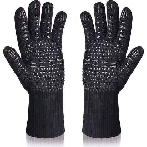 1 Paire Gants de cuisine, Silicone antidérapant, Isolation thermique, Protection poignet, Cuisson soudure (1/5)