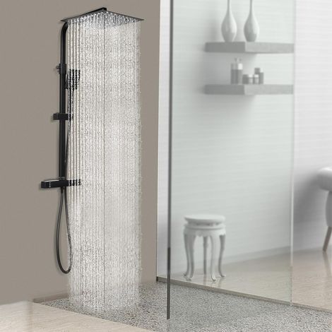 Système Thermostatique avec Colonne de Douche Carrée - 38 °C - Douchette de Tête 3030cm - Kit à Effet Pluie avec Douchette Multifonction sans Robinet (1/5)
