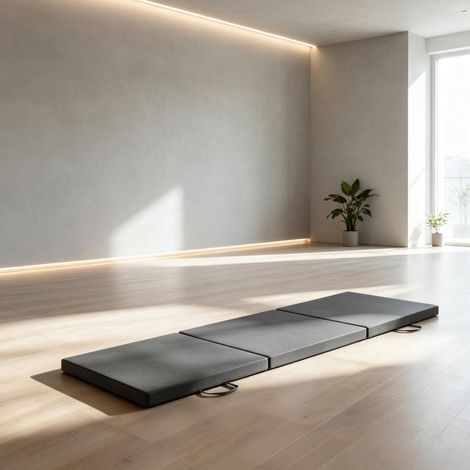 Tappetino da ginnastica pieghevole 180x60x5 cm in schiuma grigio per yoga e pilates – MEUBLIV (1/5)