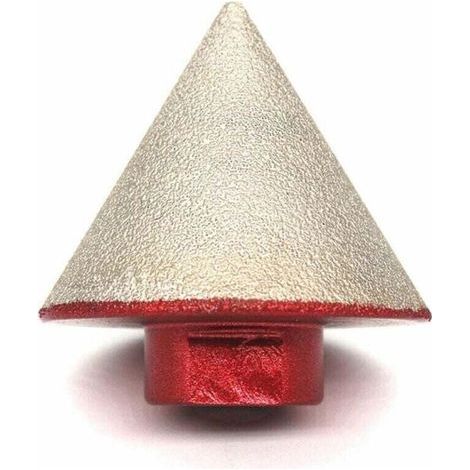 Fraise diamantée brasée pour aléser la pierre, la céramique, le carrelage et le verre Fraise à pointe conique de 48 mm de diamètre Filetage M14