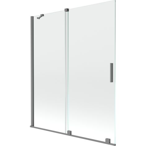 Mexen Velar paroi de bain coulissante à 2 volets 140 x 150 cm, transparent, gun metal - 896-140-000-01-95 (1/2)