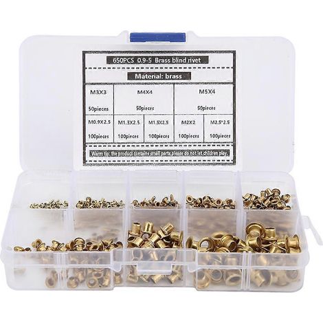 650-teiliges Set mit Messingösen, Nieten, Hohlmetall-Knopflöchern und Zubehör