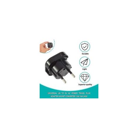 Adaptador de enchufe universal de viaje de corriente alterna del Reino Unido a la UE, convertidor de enchufe de 10 A a 16 A, 240 V. (1/4)
