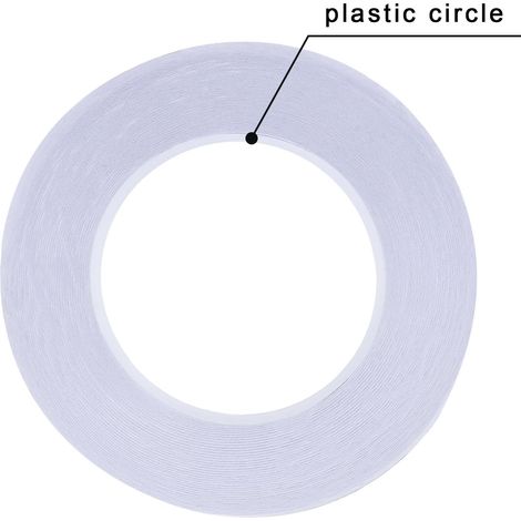 1 rouleau ruban adhésif double face, 39,3 m x 5 mm, blanc, pour loisirs créatifs, scrapbooking, emballage cadeaux et collage papier/verre/plastique (1/5)