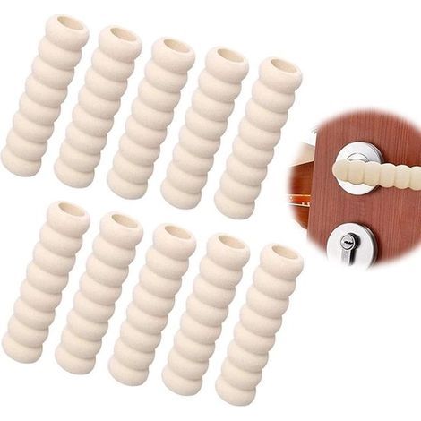 Lot de 10 protège-poignées de porte - Beige - Housses souples pour poignées de porte - Installation facile (1/5)