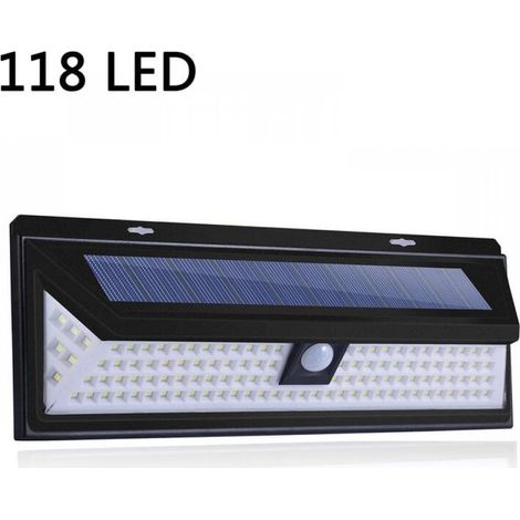 118 Led Lampe Solaire 1000 Lumens Applique Mural Pir Mouvement Capteur Ip65 Etanche Jardin Exterieur (1/5)