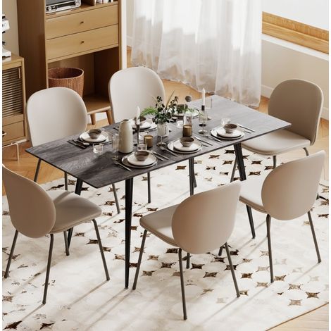 Table à manger extensible 160x75x77 cm en bois gris, pour 6 à 8 personnes, gain de place – MEUBLIV (1/5)