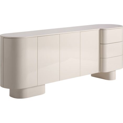Buffet contemporain blanc cassé finition brillante en bois MDF - Blanc cassé finition brillante (1/5)